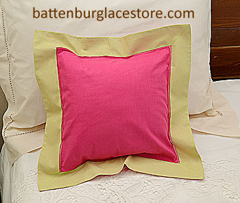 Pillow sham. RASPBERRY SORBET with HEMP (LIGHT GOLD) color. 12". - Click Image to Close
